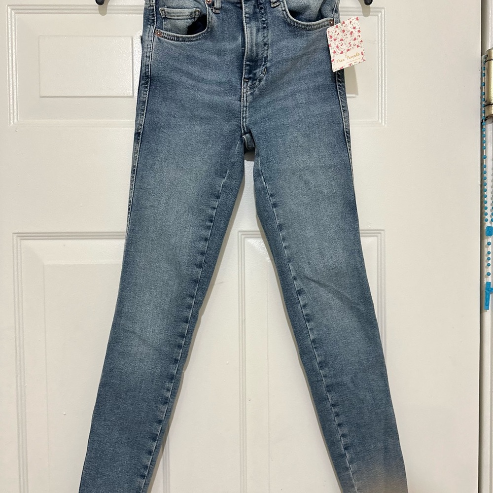 Free People Blue Skinny Jeans High-Waisted